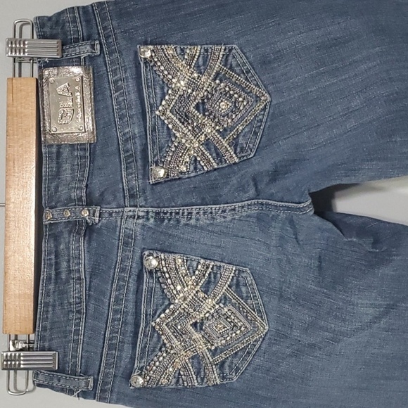 Grace in LA jeans women's size 3 blue silver embroidered pockets jewels capri - Picture 1 of 16